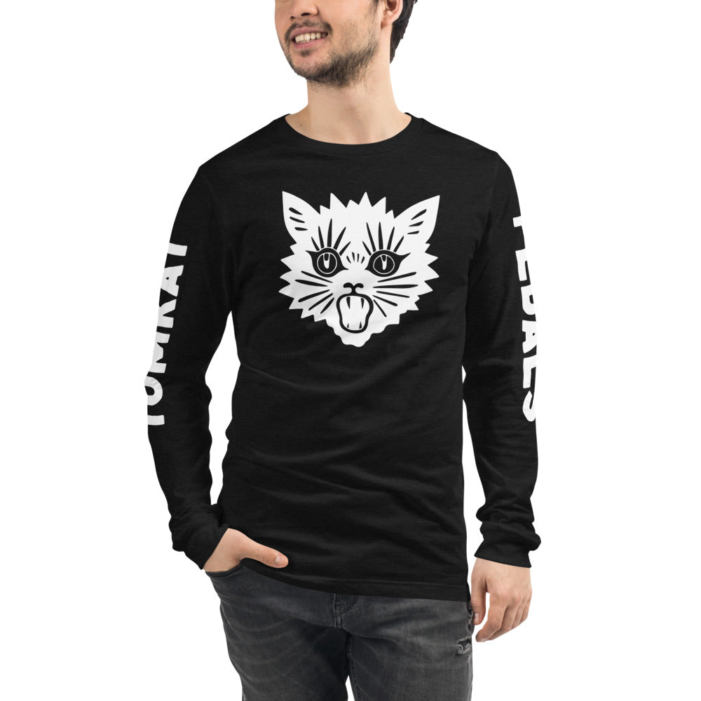 TOMKAT Long Sleeve Crazy Cat Shirt - BLACK